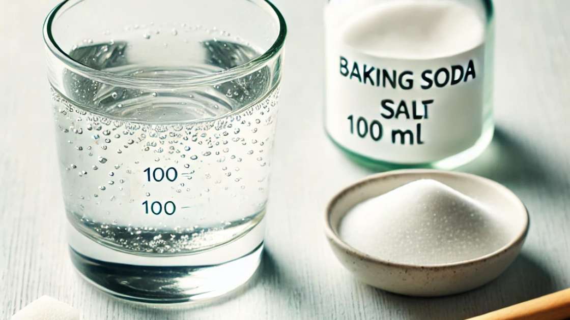 Gargle for sore throat with bicarbonate and salt