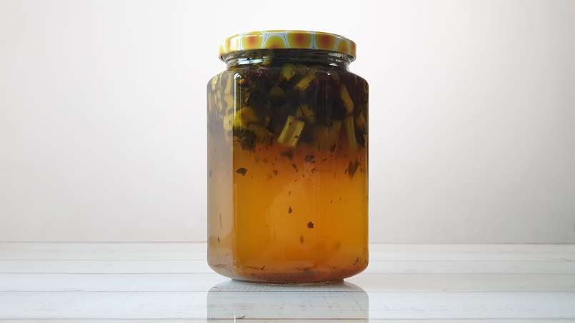 Rhubarb macerate with honey, green tea, mint and various spices, photo 8