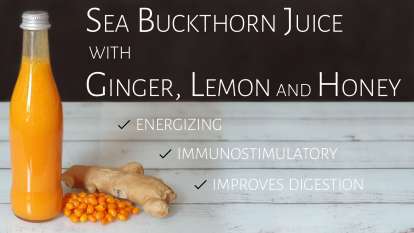 Sea buckthorn juice with ginger, lemon and honey