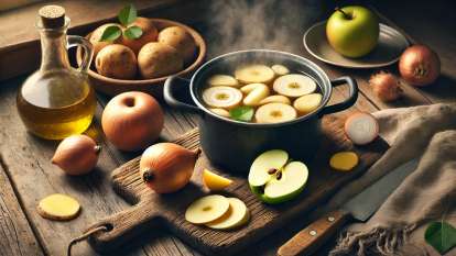 Cough remedy with onion, potato and raw apple