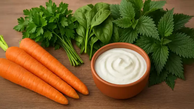 Herbal cure for better eyesight with carrot, parsley, spinach and nettles, photo 2