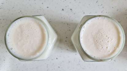 Homemade yogurt made from fermented milk and sour cream