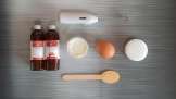 Eye concealer remedy with milk, egg white, almond oil and glycerin